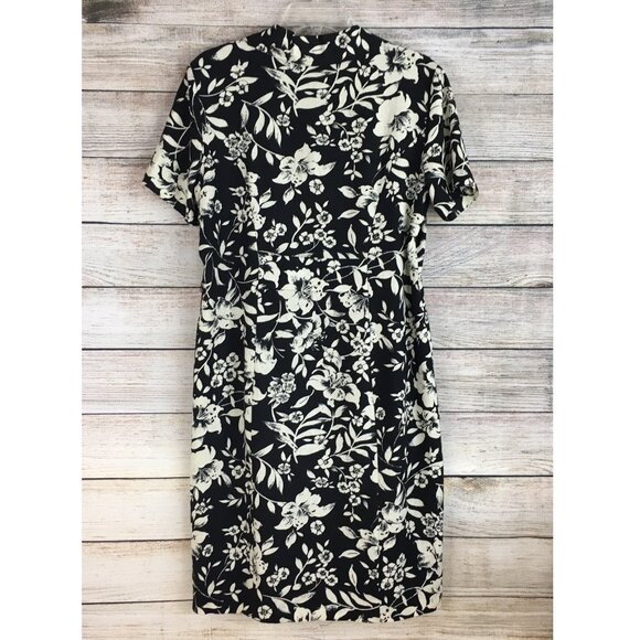 Sag Harbor Dress Linen Blend Button Front Lined Floral Women Size 8 - Picture 3 of 11